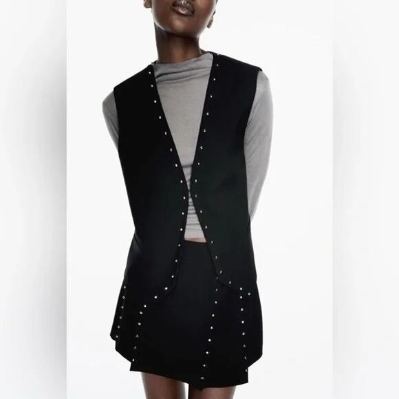 Zara | Black, Silver Studded Vest | Size XS - Picture 10 of 10